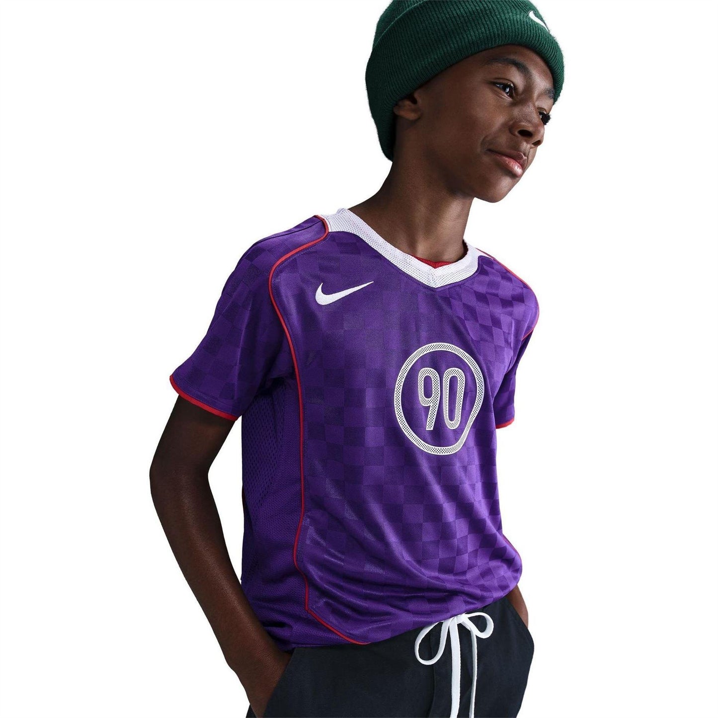 Court Purple - Pack Shot - Nike Childrens-Kids Total 90 Energy Checkered T-Shirt