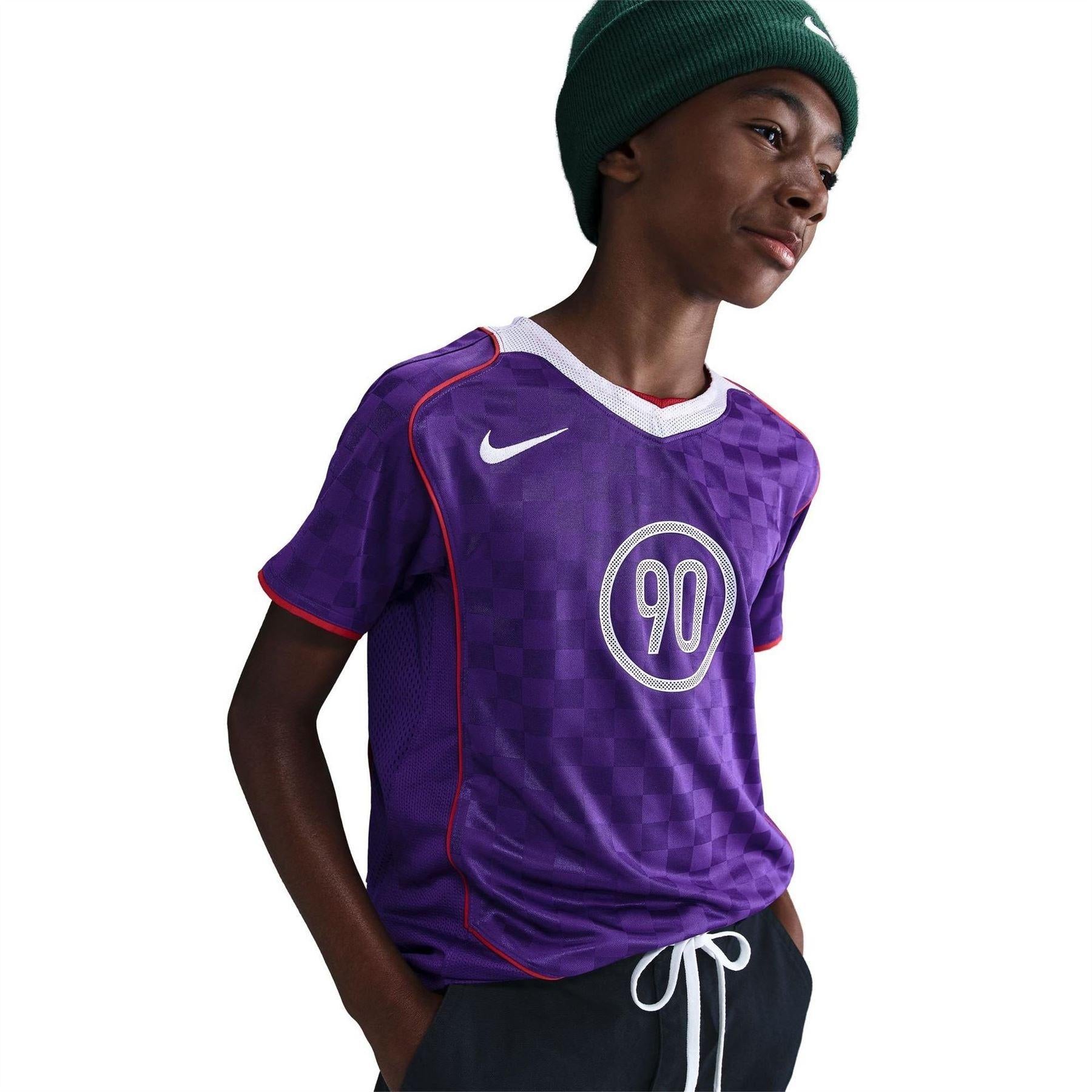 Court Purple - Pack Shot - Nike Childrens-Kids Total 90 Energy Checkered T-Shirt