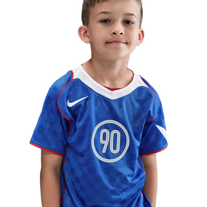 Blue-White - Side - Nike Childrens-Kids Total 90 Energy Checkered T-Shirt