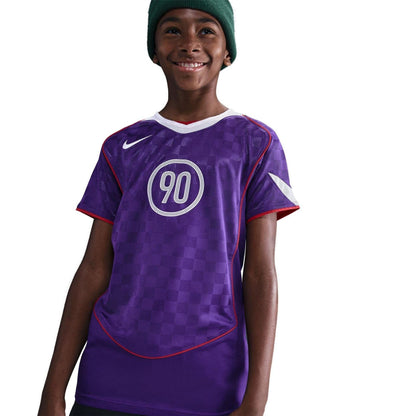 Court Purple - Front - Nike Childrens-Kids Total 90 Energy Checkered T-Shirt