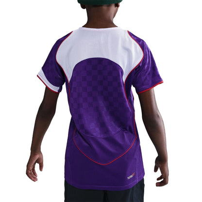 Court Purple - Back - Nike Childrens-Kids Total 90 Energy Checkered T-Shirt