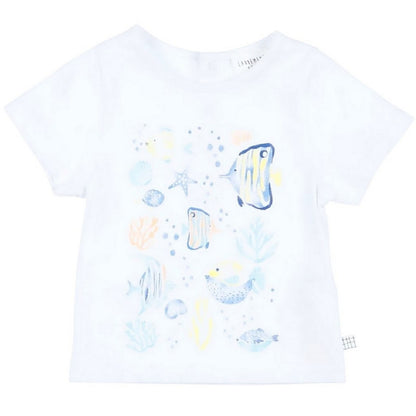White - Front - Carrement Beau Childrens-Kids Fish T-Shirt