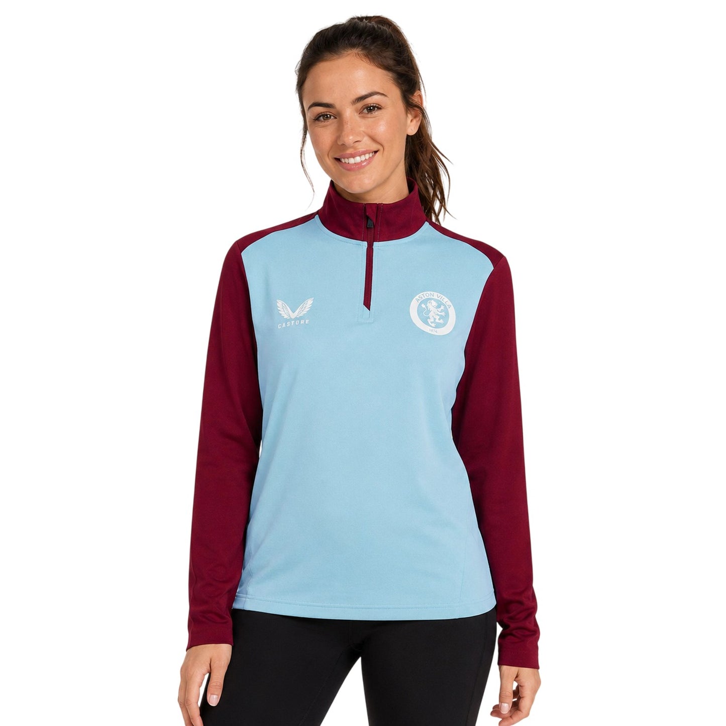 Sky Blue - Side - Castore Womens-Ladies Aston Martin  Drill Top