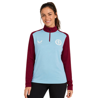 Sky Blue - Side - Castore Womens-Ladies Aston Martin  Drill Top