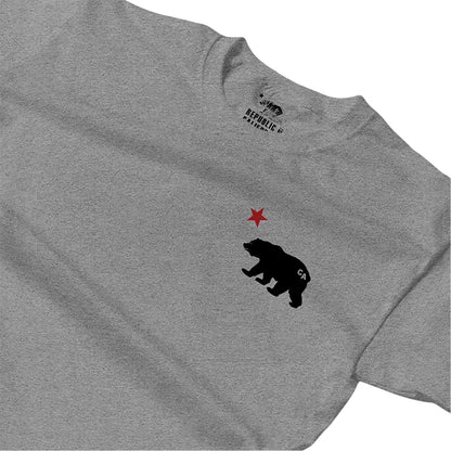 Heather Grey - Side - Republic of California Mens Cali Crew Neck T-Shirt