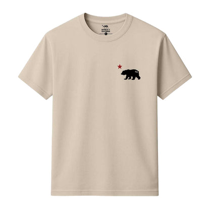 Natural - Front - Republic of California Mens Cali Crew Neck T-Shirt