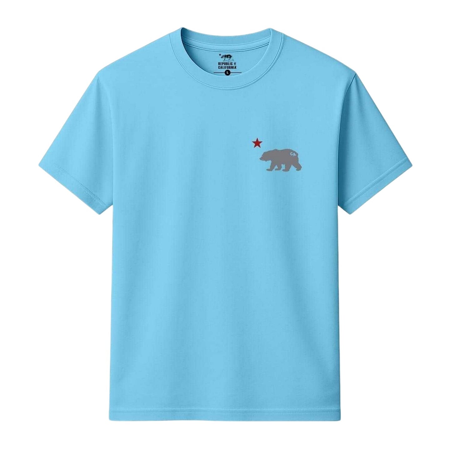 Sky Blue - Front - Republic of California Mens Cali Crew Neck T-Shirt