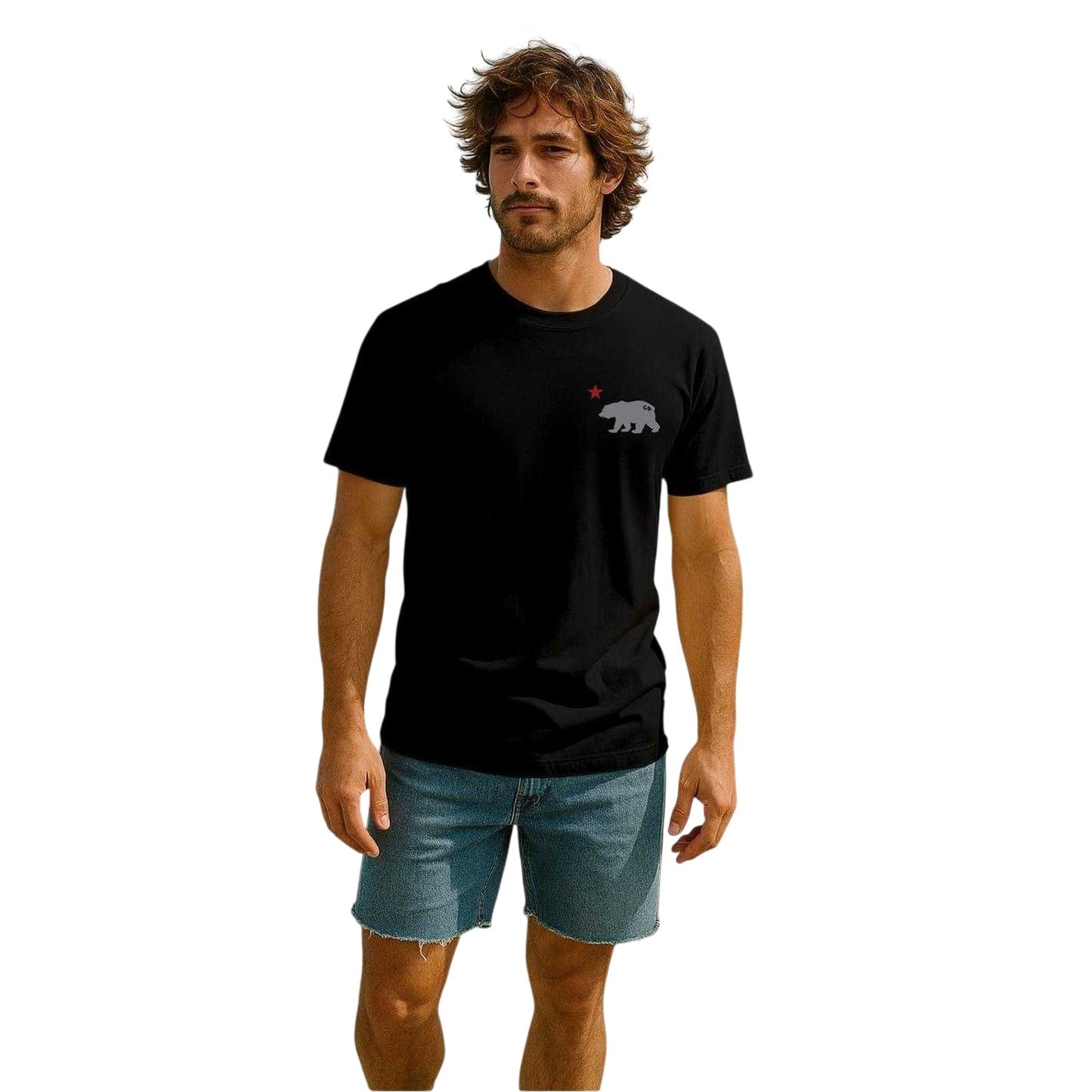 Black - Side - Republic of California Mens Cali Crew Neck T-Shirt
