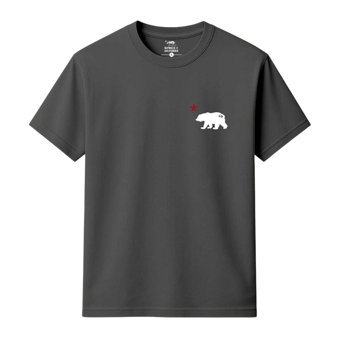 Charcoal - Front - Republic of California Mens Cali Crew Neck T-Shirt