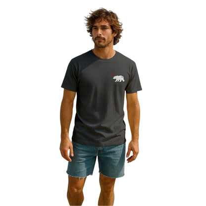 Charcoal - Side - Republic of California Mens Cali Crew Neck T-Shirt