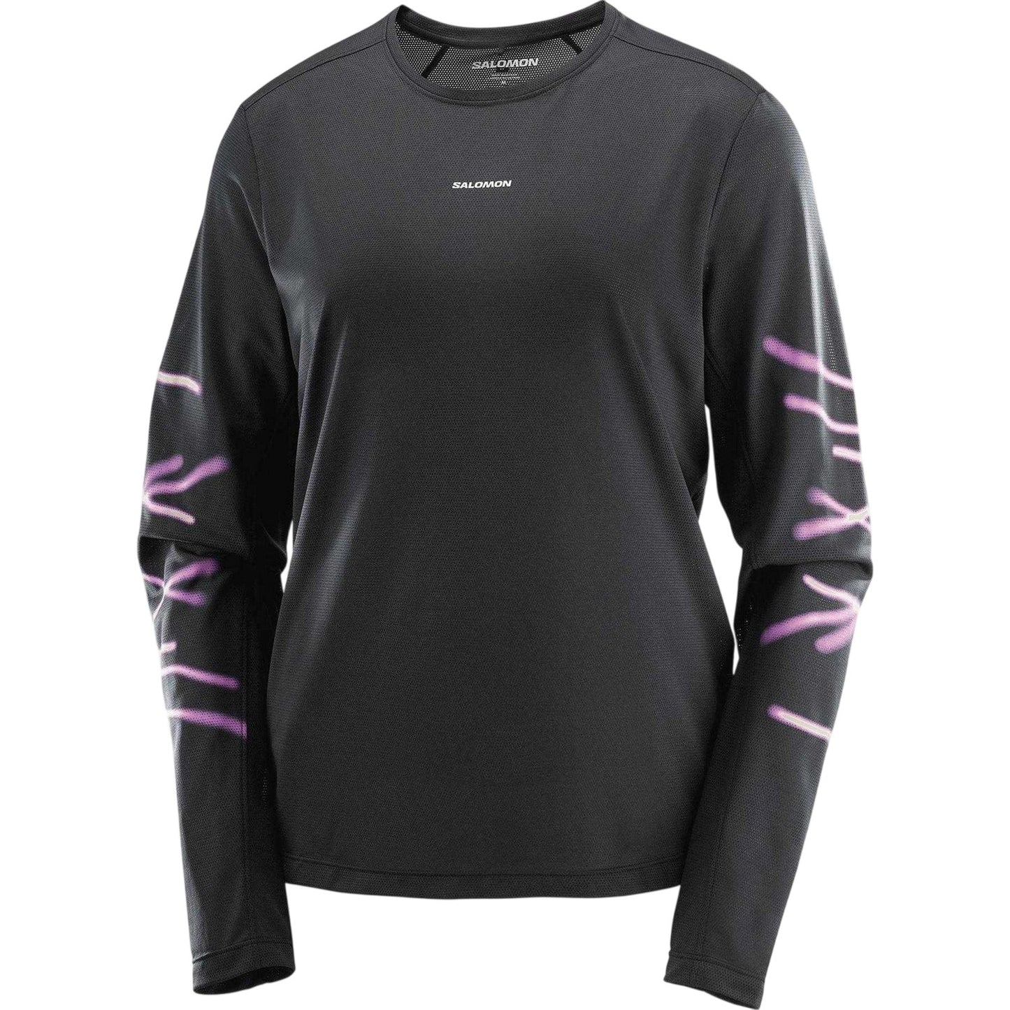 Black - Front - Salomon Womens-Ladies Core Graphic Long-Sleeved Running T-Shirt