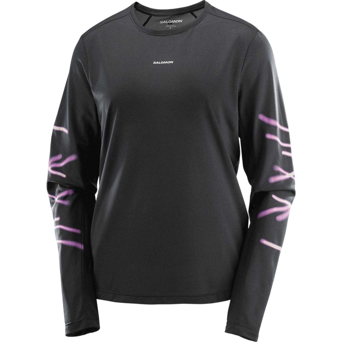 Black - Front - Salomon Womens-Ladies Core Graphic Long-Sleeved Running T-Shirt