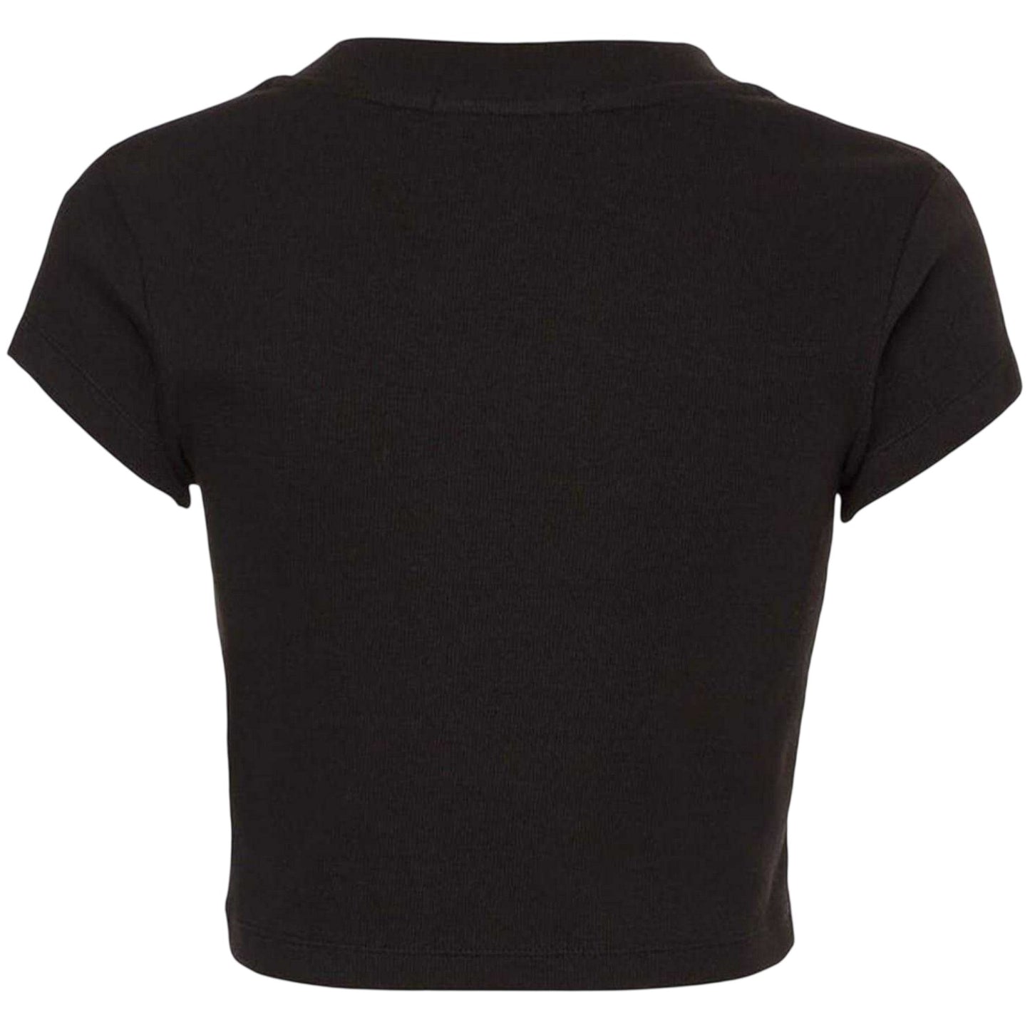 Black - Back - Calvin Klein Womens-Ladies Mono Ribbed Crop T-Shirt
