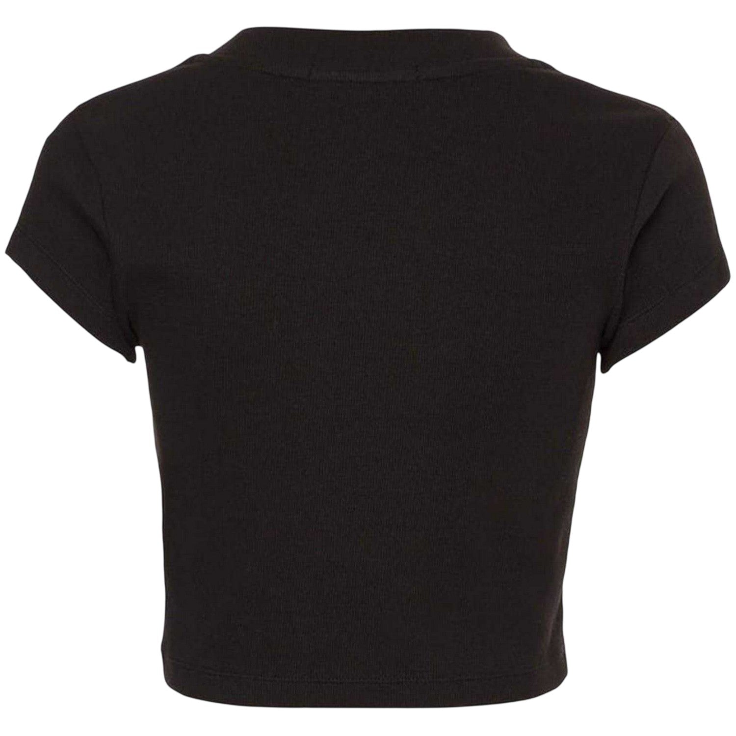 Black - Back - Calvin Klein Womens-Ladies Mono Ribbed Crop T-Shirt