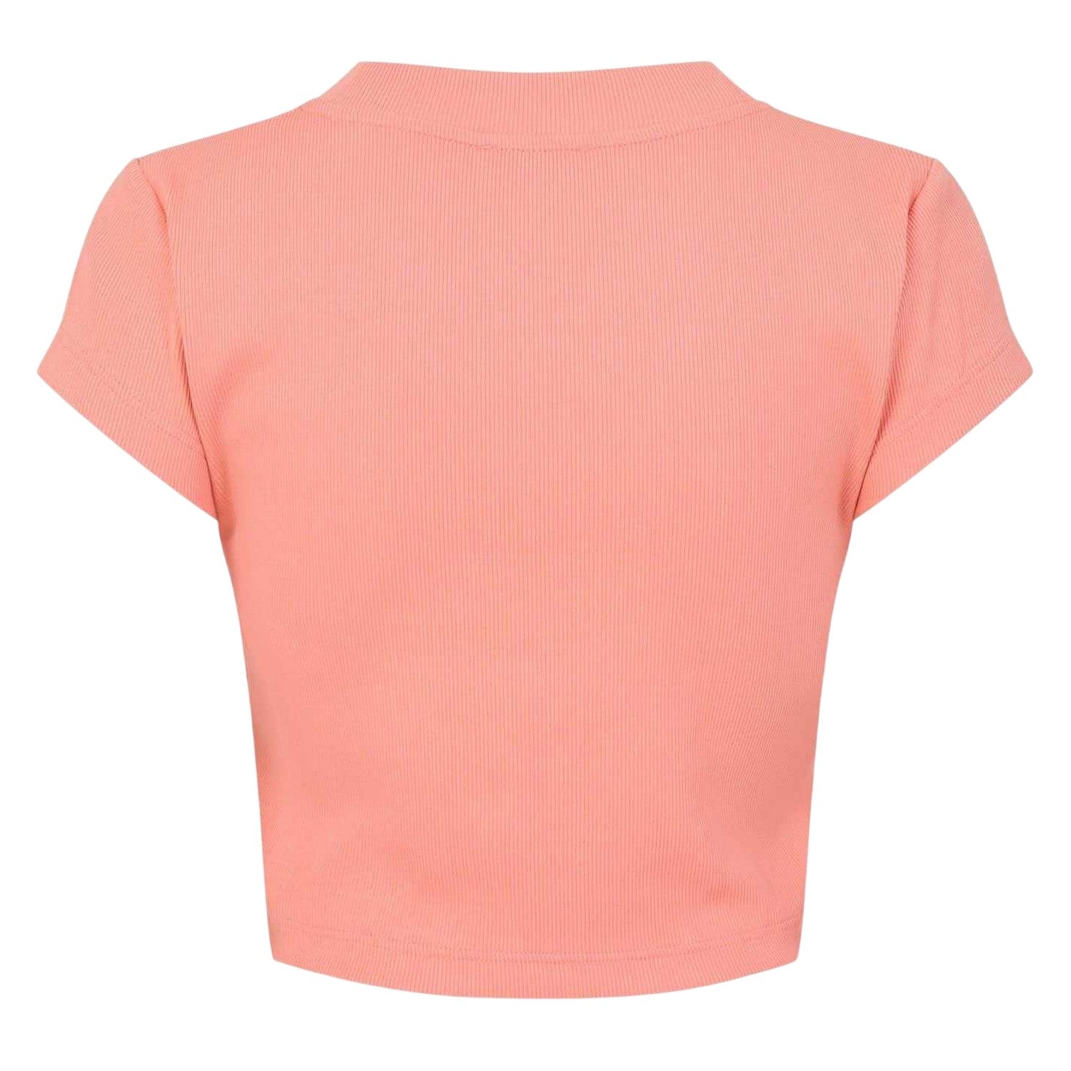 Powder - Back - Calvin Klein Womens-Ladies Mono Ribbed Crop T-Shirt
