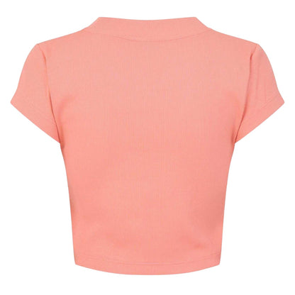 Powder - Back - Calvin Klein Womens-Ladies Mono Ribbed Crop T-Shirt