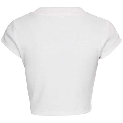 White - Back - Calvin Klein Womens-Ladies Mono Ribbed Crop T-Shirt