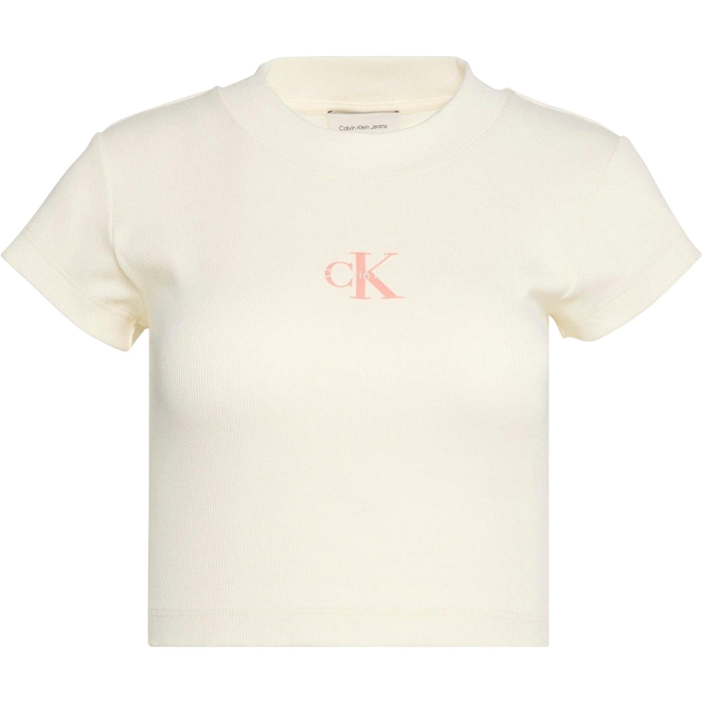 Corn - Front - Calvin Klein Womens-Ladies Mono Ribbed Crop T-Shirt