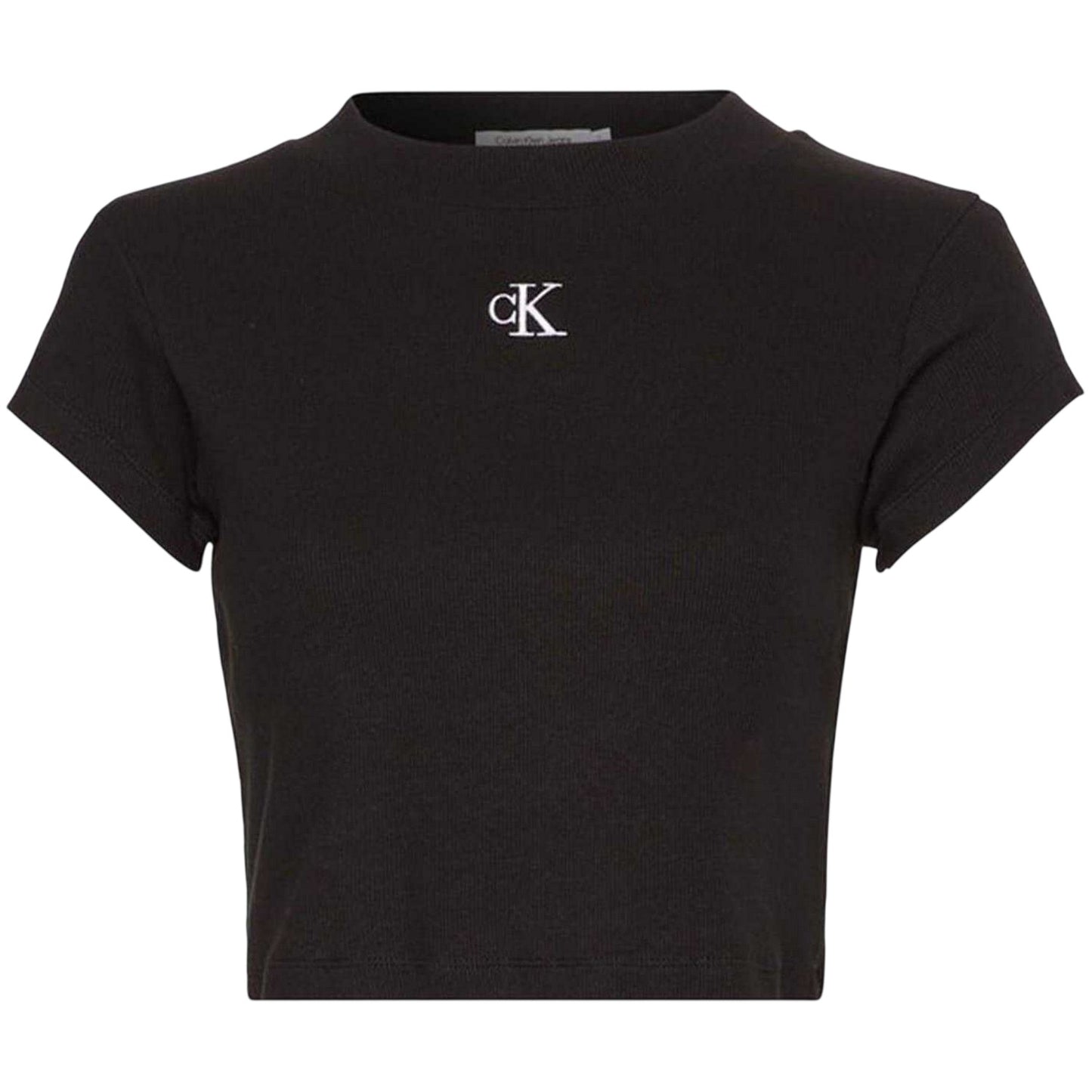 Black - Front - Calvin Klein Womens-Ladies Mono Ribbed Crop T-Shirt