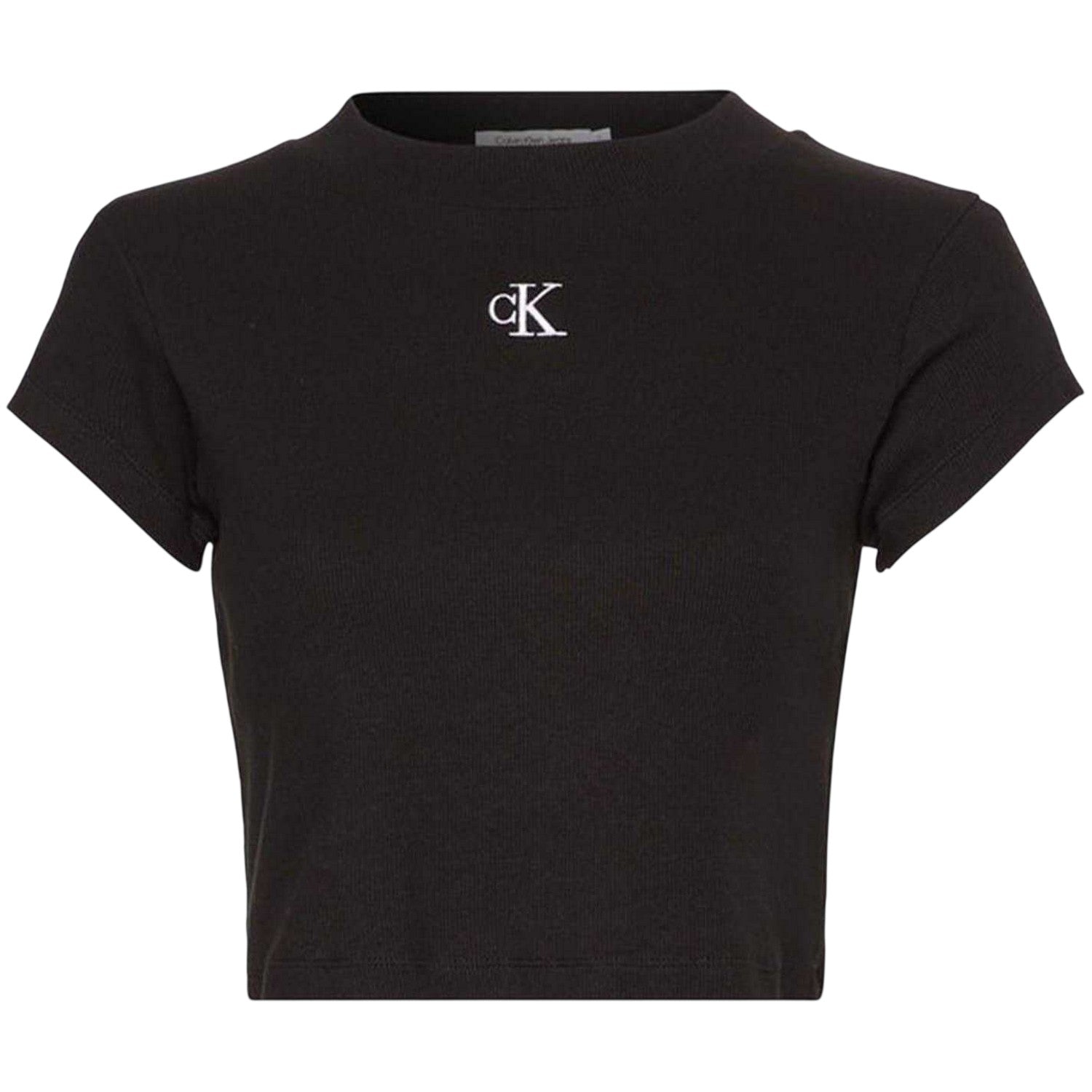 Black - Front - Calvin Klein Womens-Ladies Mono Ribbed Crop T-Shirt
