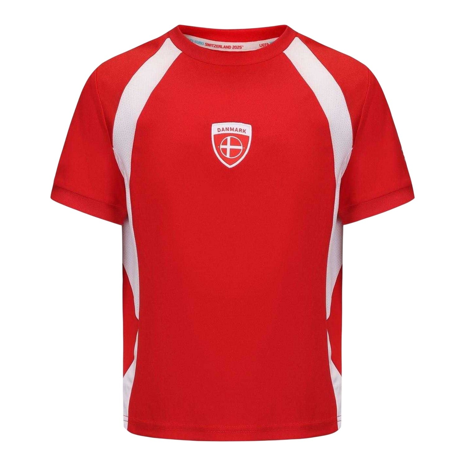 Team Red - Front - UEFA Childrens-Kids Euros 2025 Denmark Football Jersey