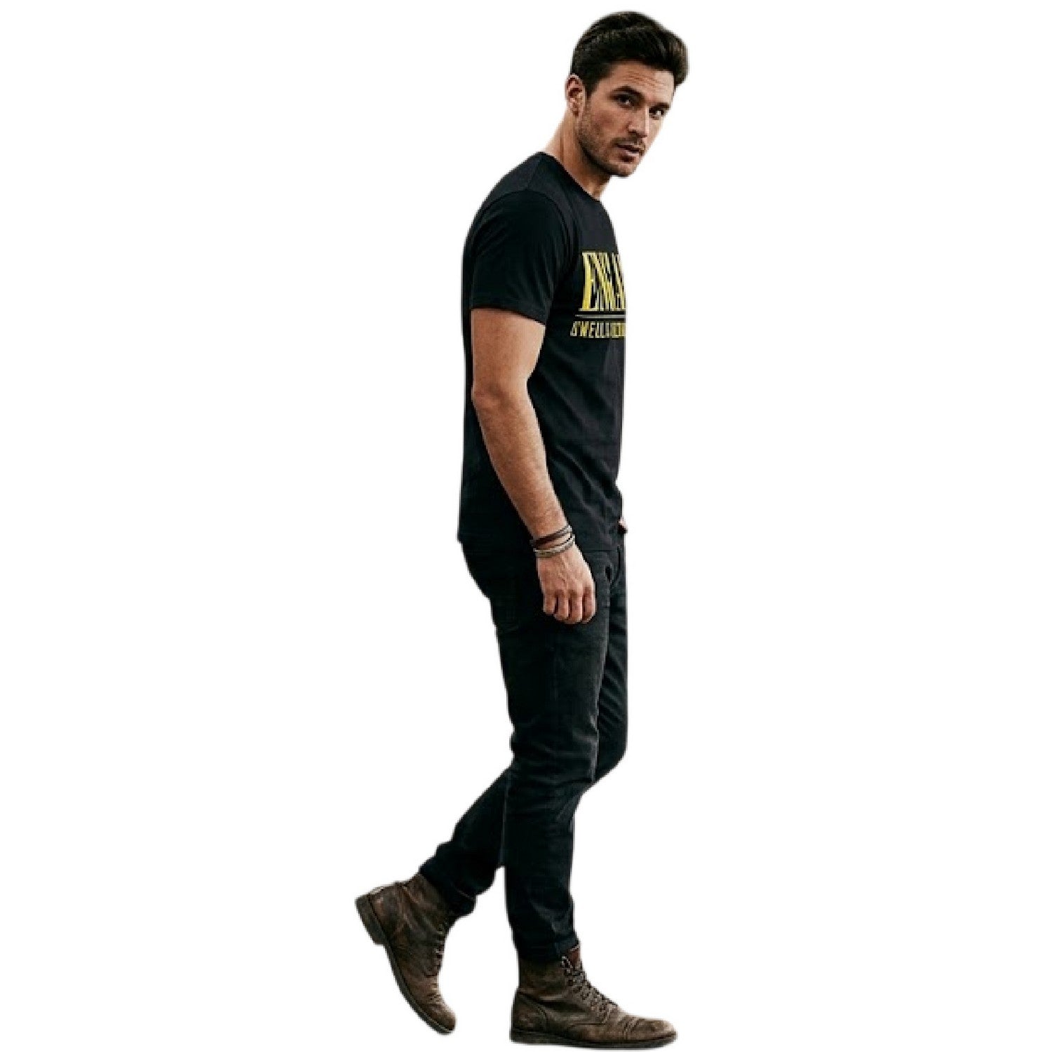 Black-Yellow - Side - AWD Mens World Cup England T-Shirt