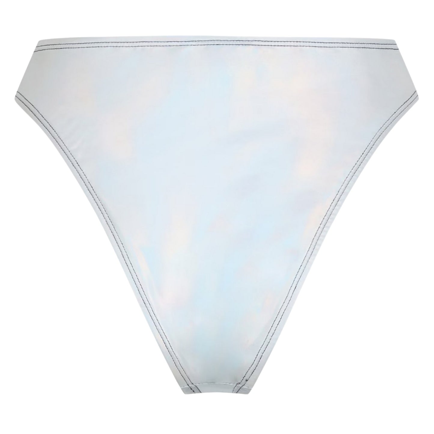 Metallic Silver - Back - Brave Soul Womens-Ladies Holographic High Waist Bikini Bottoms
