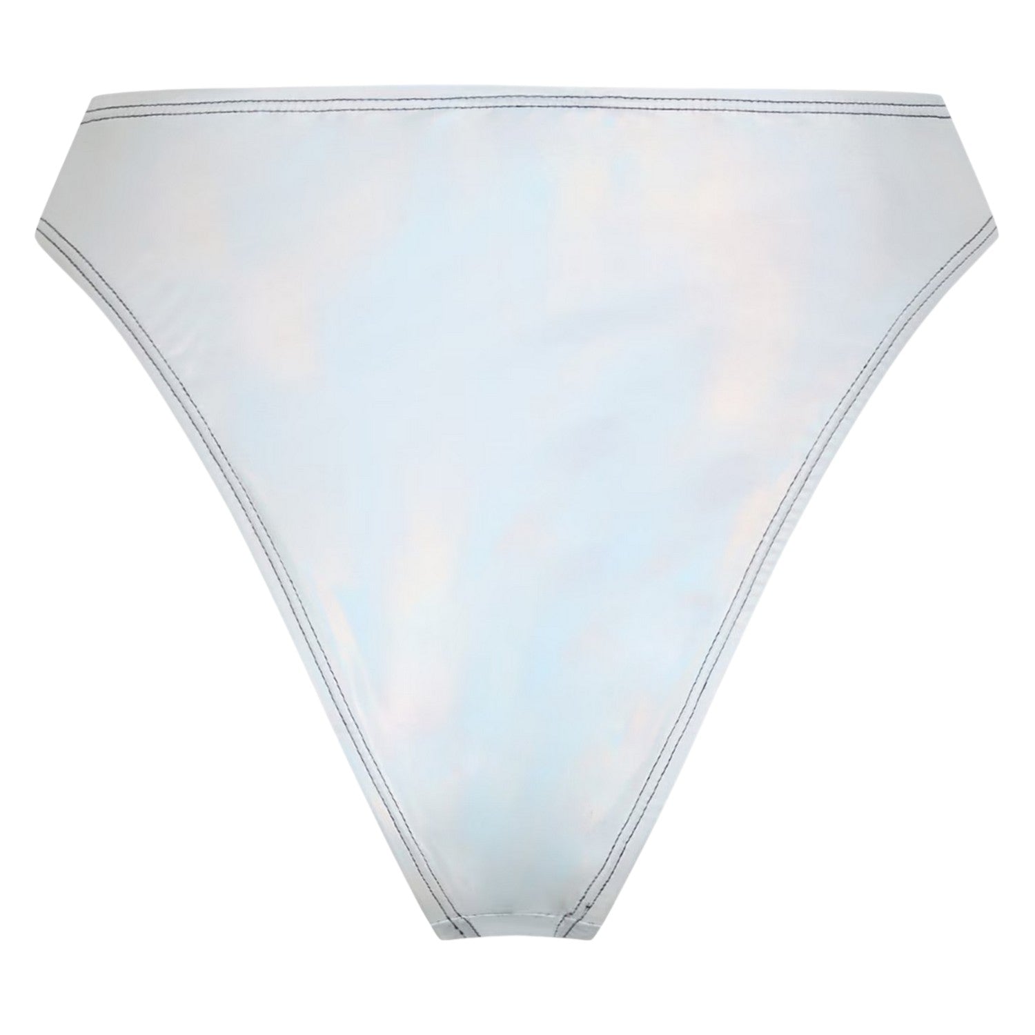 Metallic Silver - Back - Brave Soul Womens-Ladies Holographic High Waist Bikini Bottoms