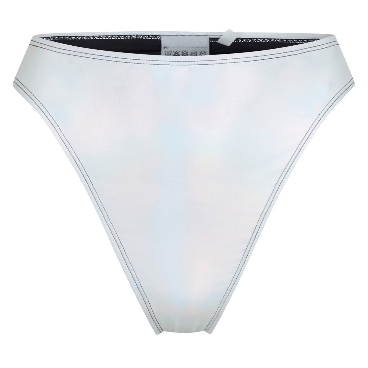 Metallic Silver - Front - Brave Soul Womens-Ladies Holographic High Waist Bikini Bottoms