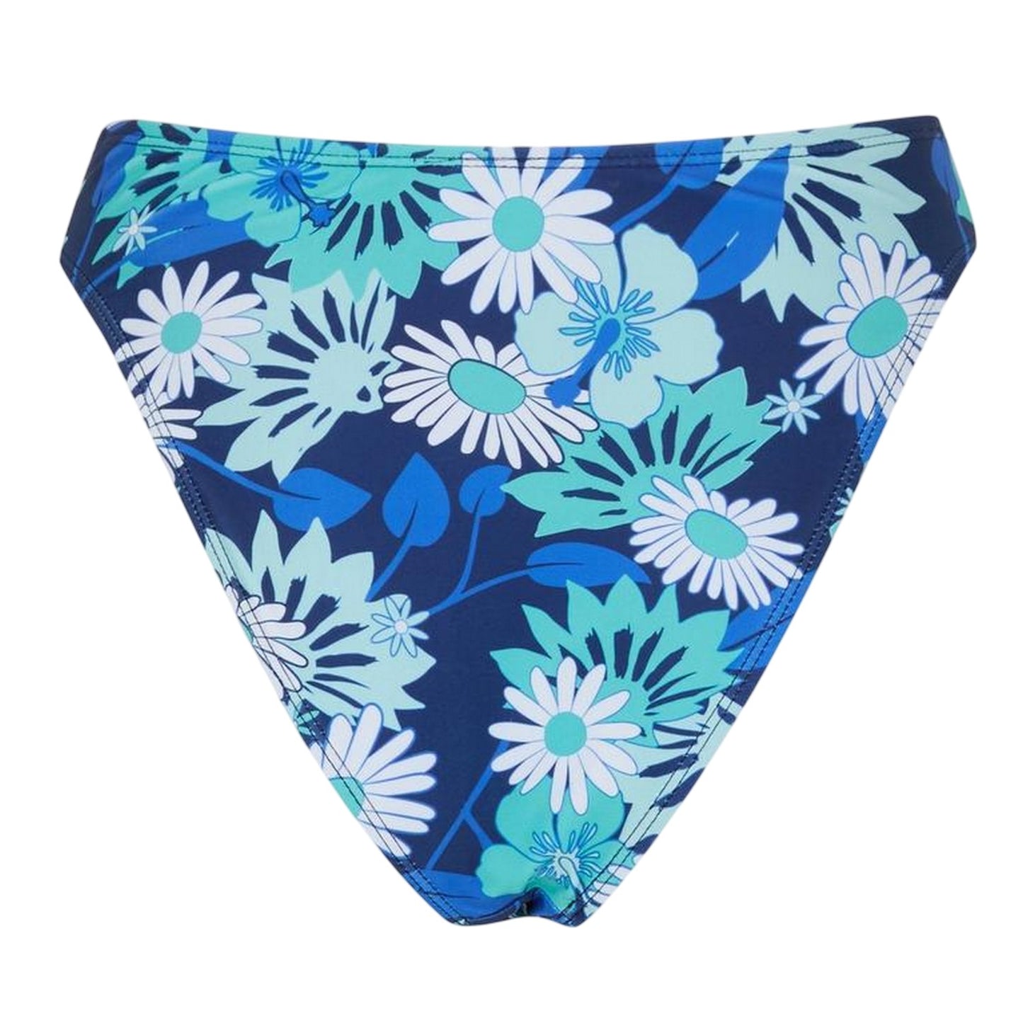 Blue-White - Back - Brave Soul Womens-Ladies Floral High Waist Bikini Bottoms