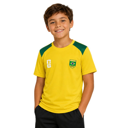 Yellow - Side - Brasil Childrens-Kids FIFA World Cup 26 T-Shirt