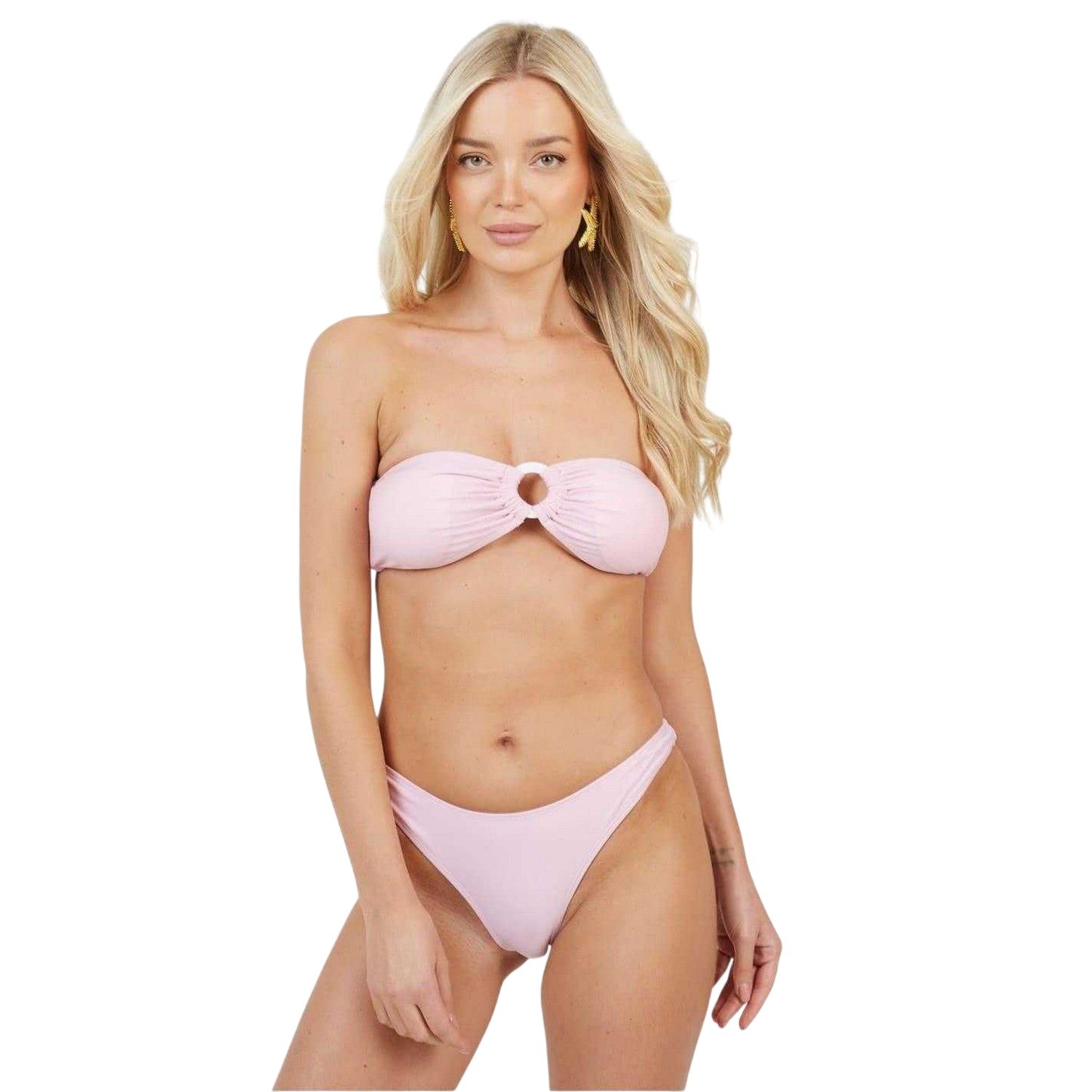 Pink - Side - Brave Soul Womens-Ladies Mid Rise Bikini Bottoms