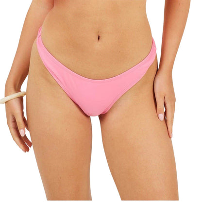 Bright Pink - Front - Brave Soul Womens-Ladies Mid Rise Bikini Bottoms