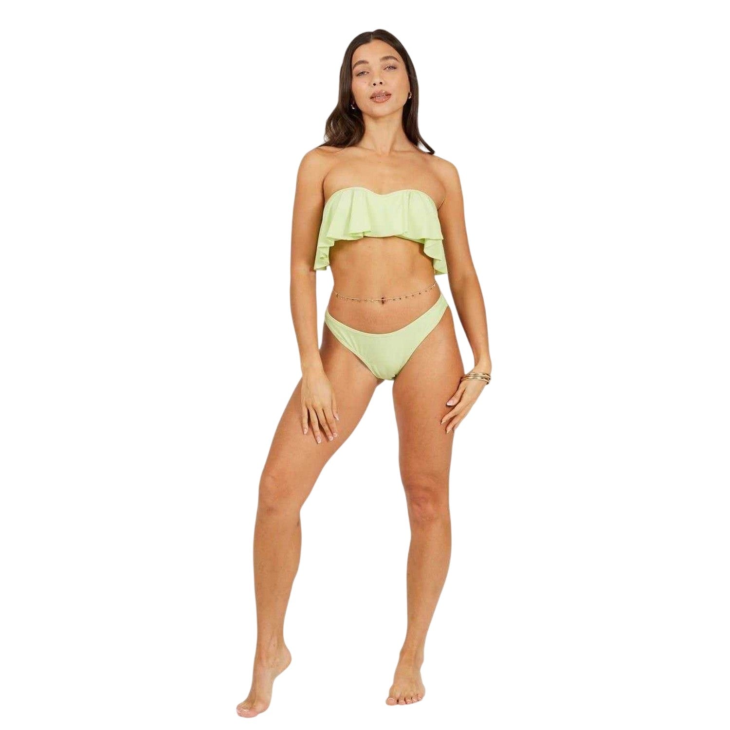 Mint Green - Side - Brave Soul Womens-Ladies Mid Rise Bikini Bottoms
