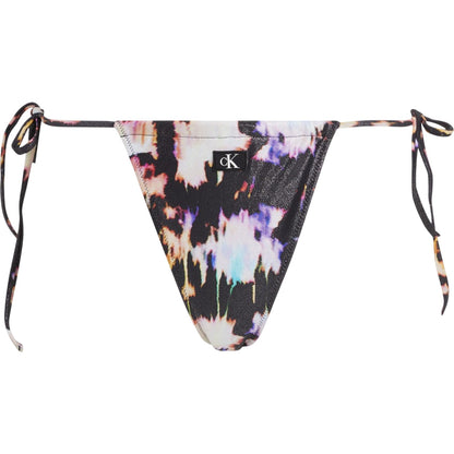 Black-White - Front - Calvin Klein Womens-Ladies Foil Print Side Tie Bikini Bottoms