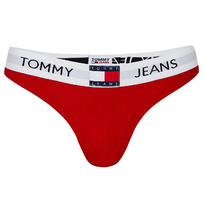 Deep Crimson Red - Front - Tommy Jeans Womens-Ladies Logo Bikini Bottoms