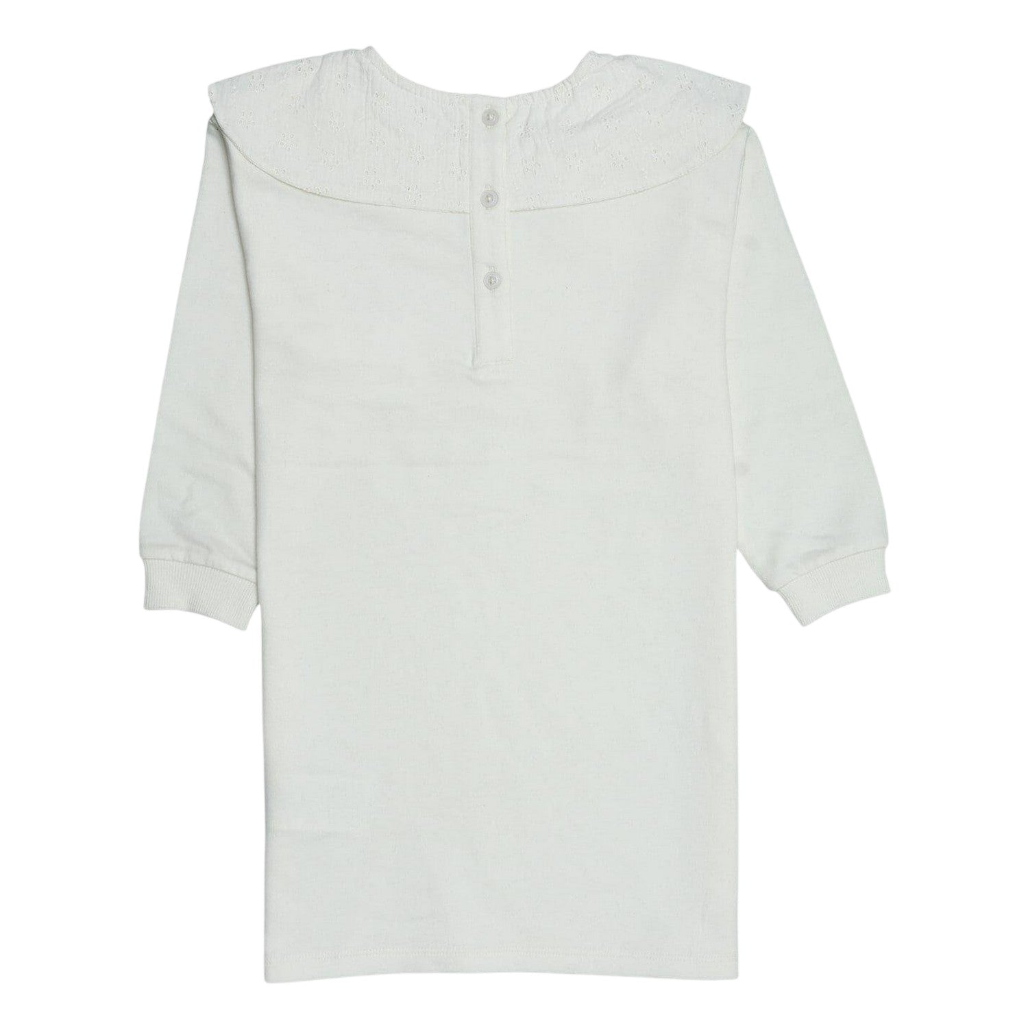 Cream - Back - Miso Childrens-Kids Bow Crew Neck 3-4 Sleeve Sweatshirt Dress