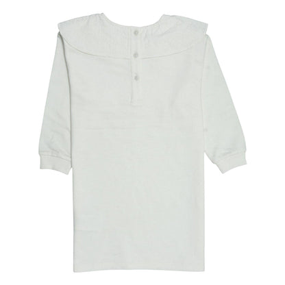 Cream - Back - Miso Childrens-Kids Bow Crew Neck 3-4 Sleeve Sweatshirt Dress