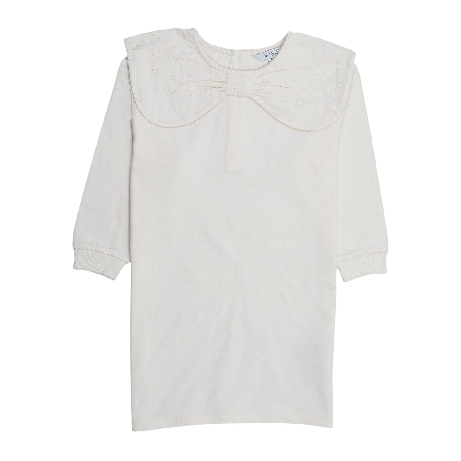 Cream - Front - Miso Childrens-Kids Bow Crew Neck 3-4 Sleeve Sweatshirt Dress