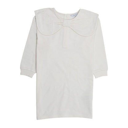 Cream - Front - Miso Childrens-Kids Bow Crew Neck 3-4 Sleeve Sweatshirt Dress