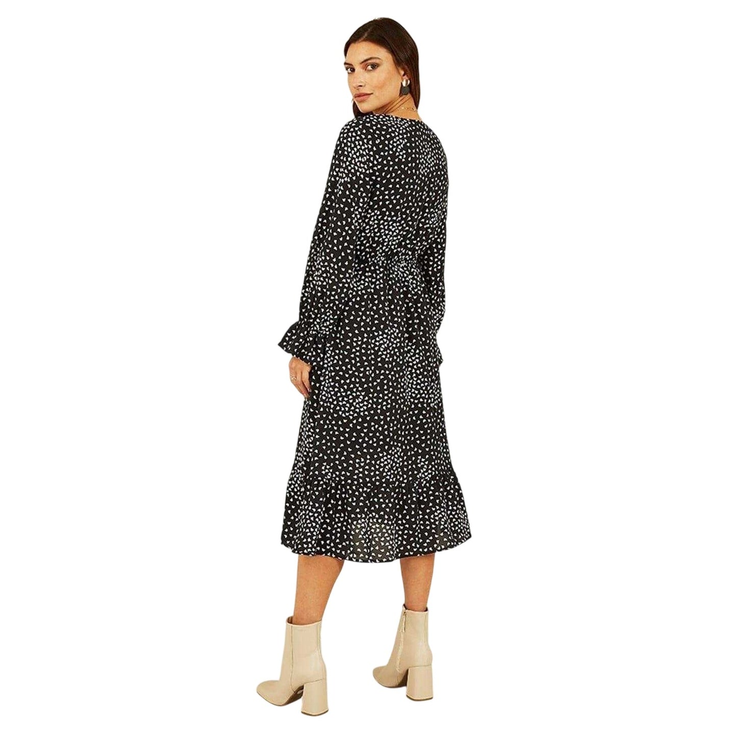 Black - Back - Mela London Womens-Ladies Butterfly V Neck Midi Dress
