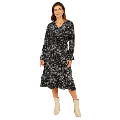 Black - Side - Mela London Womens-Ladies Butterfly V Neck Midi Dress