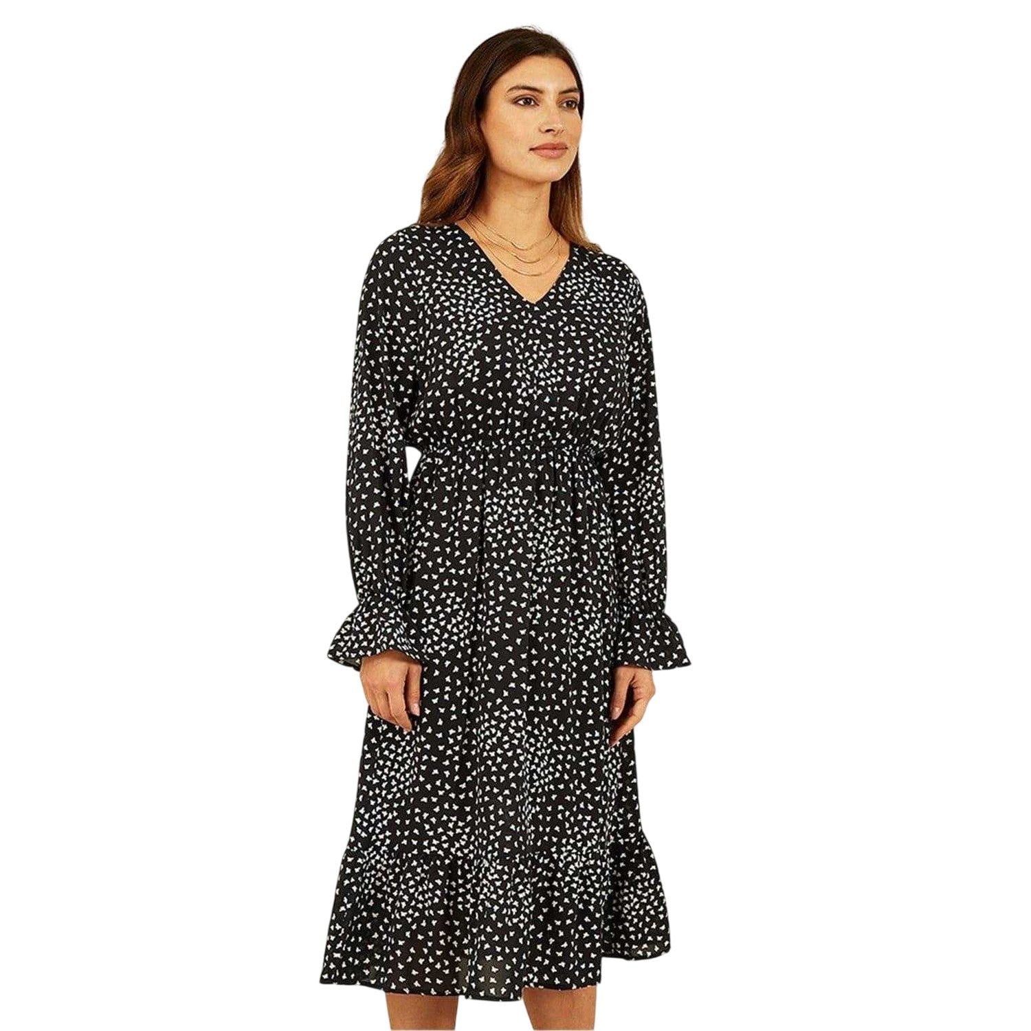 Black - Lifestyle - Mela London Womens-Ladies Butterfly V Neck Midi Dress