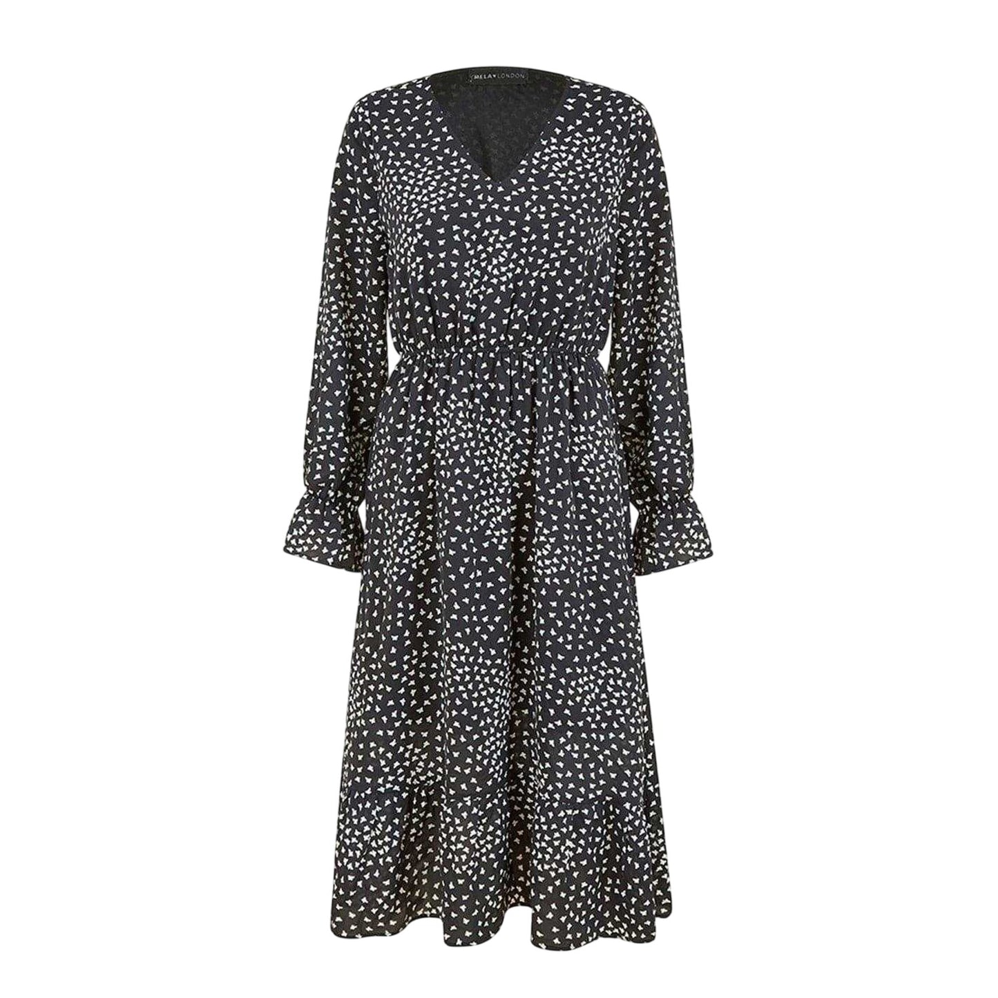 Black - Front - Mela London Womens-Ladies Butterfly V Neck Midi Dress