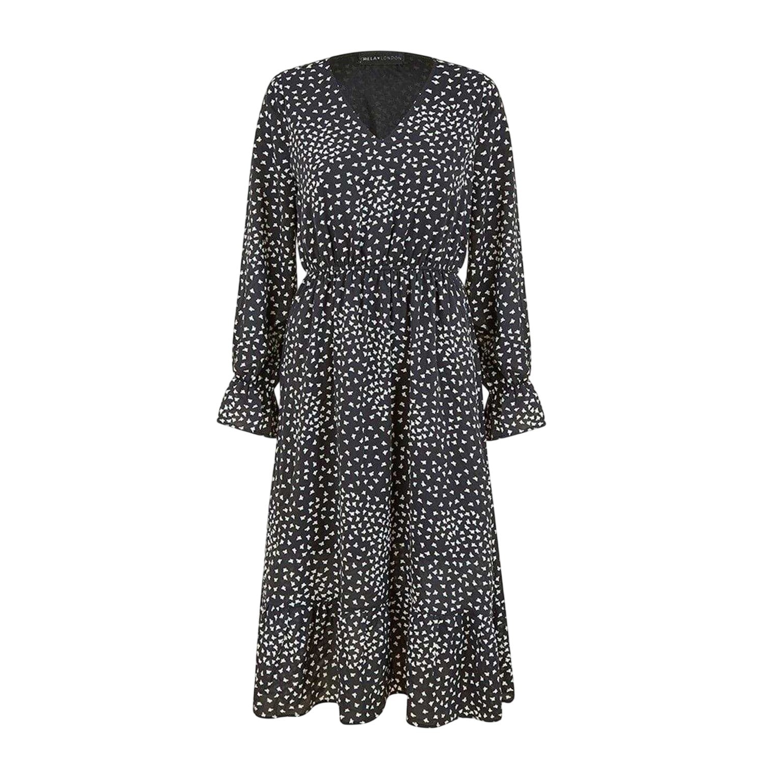 Black - Front - Mela London Womens-Ladies Butterfly V Neck Midi Dress
