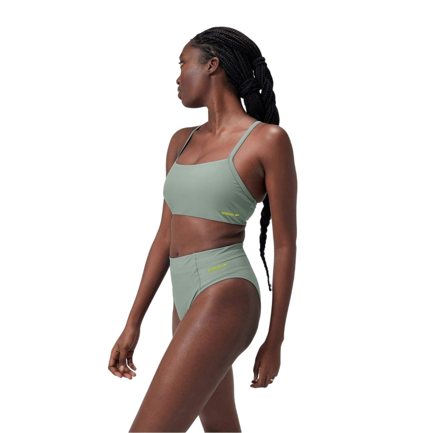 Green - Lifestyle - Speedo Womens-Ladies Performance High Leg Bikini Bottoms