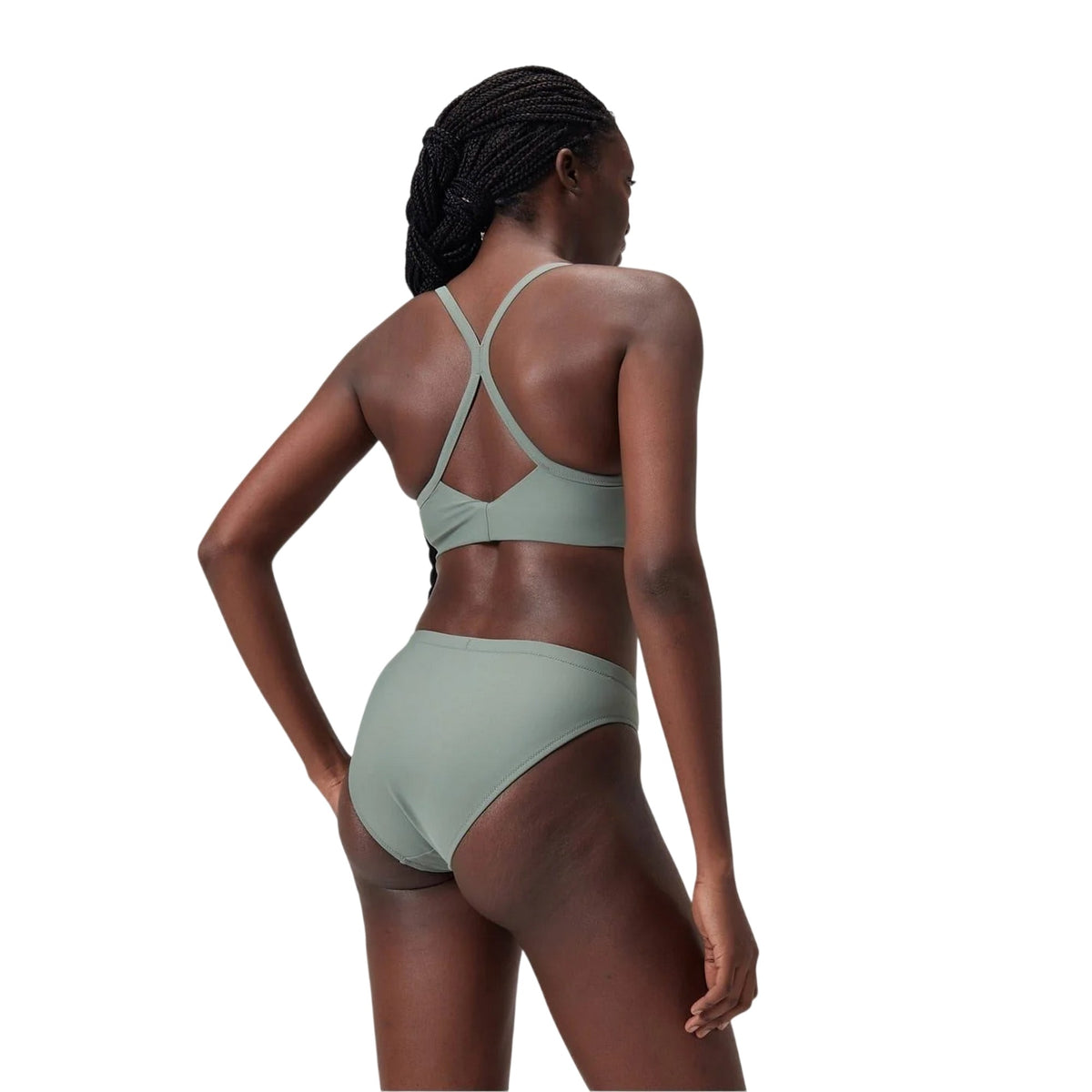 Green - Back - Speedo Womens-Ladies Logo High Leg Bikini Bottoms