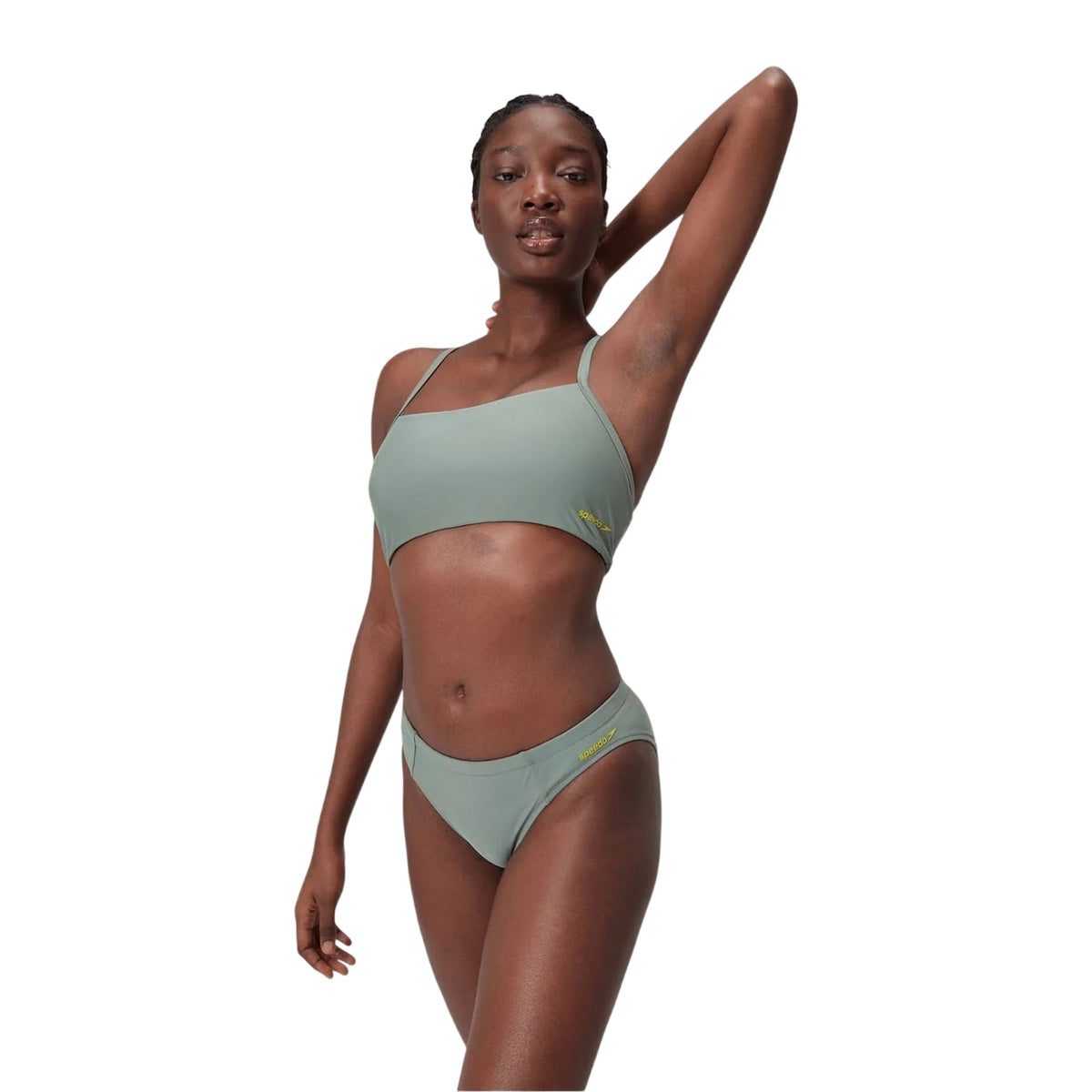 Green - Lifestyle - Speedo Womens-Ladies Logo High Leg Bikini Bottoms