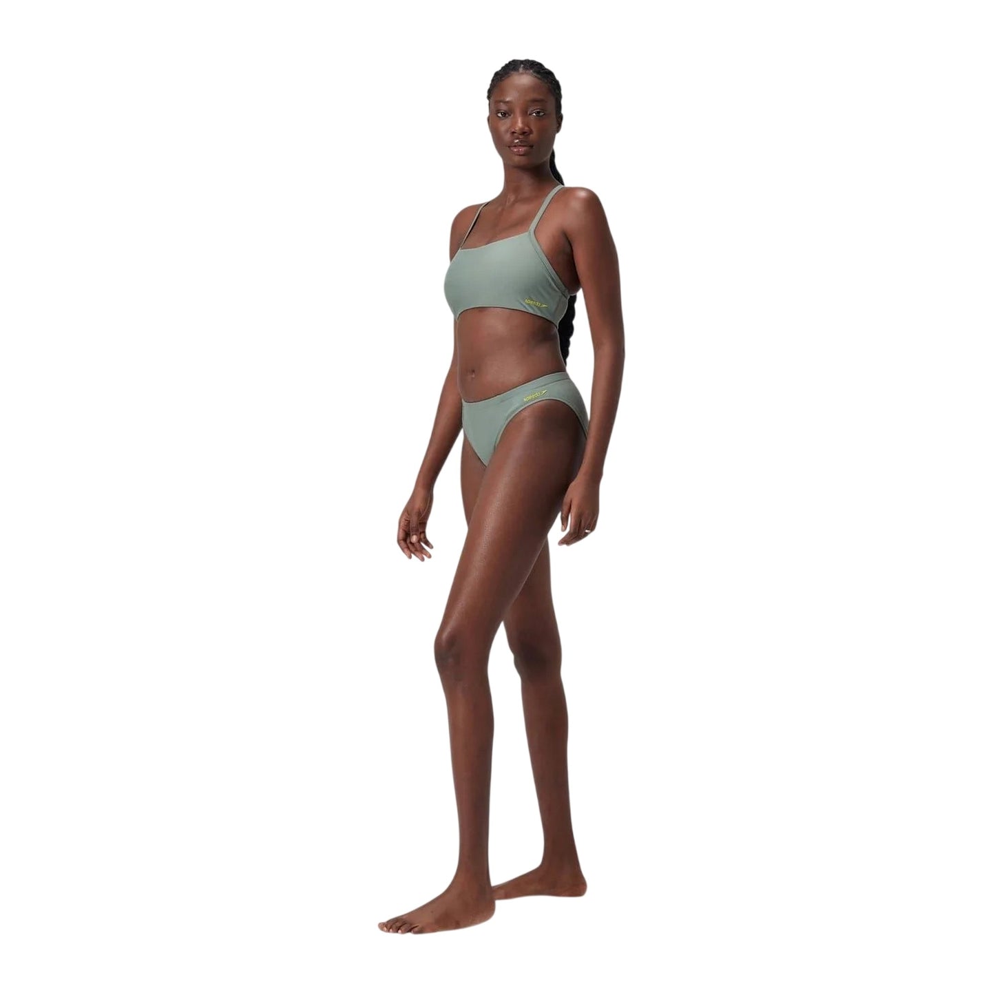 Green - Pack Shot - Speedo Womens-Ladies Logo High Leg Bikini Bottoms