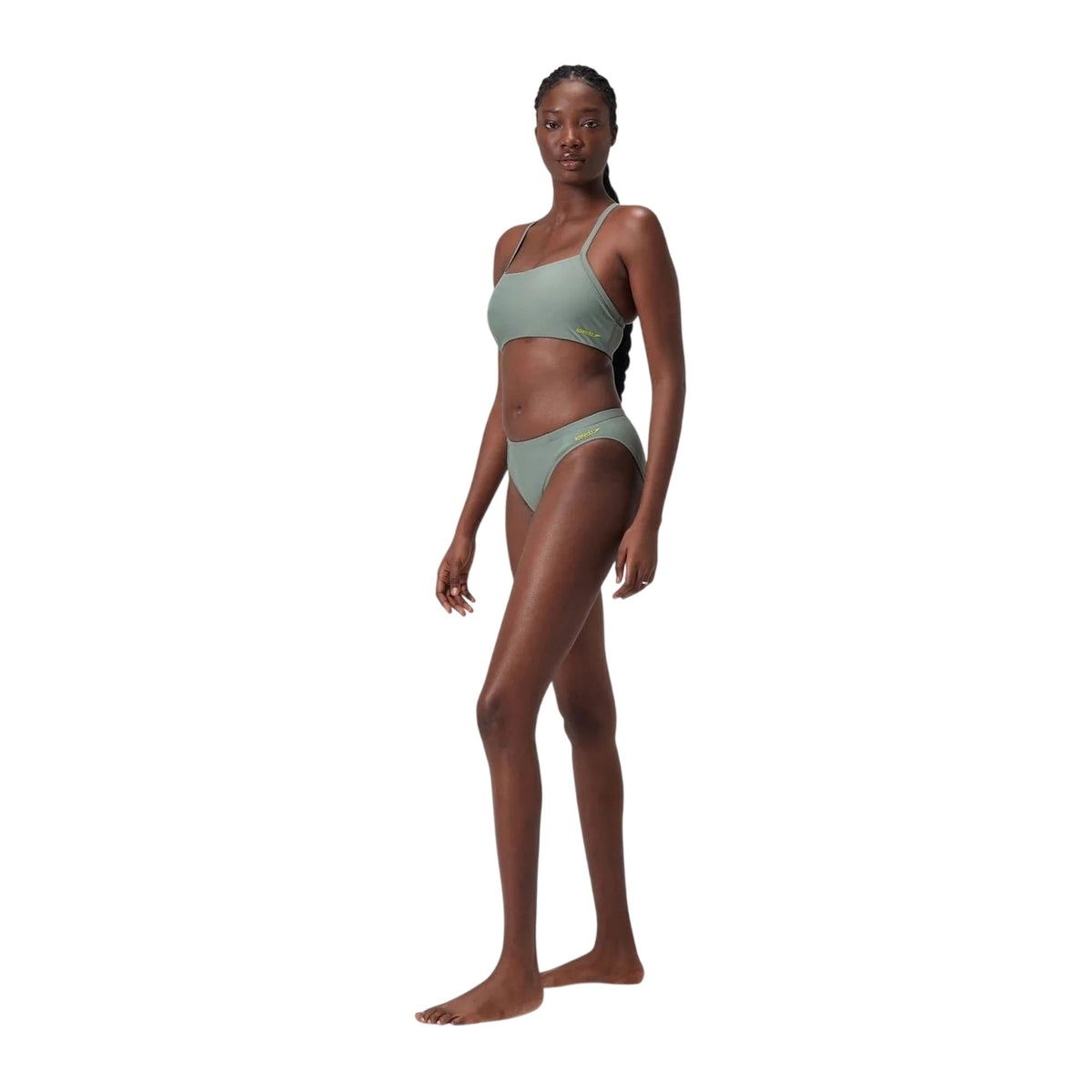 Green - Pack Shot - Speedo Womens-Ladies Logo High Leg Bikini Bottoms
